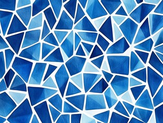 Abstract blue geometric mosaic pattern.