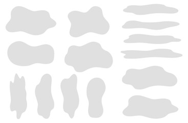 もやもやした想像吹き出しベクターイラストセット シンプル 流体シェイプ グレー 灰色 