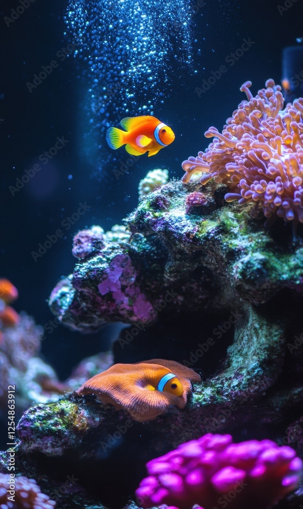 Poster vibrant coral reef teeming with colorful tropical fish exploring the underwater ecosystem during day
