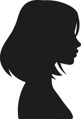 Elegant Woman Profile Silhouette with Wavy Hair – Vector Illustration