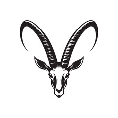 Minimalist Arabian oryx skull Vector - Arabian oryx skull Silhouette - Arabian oryx skull Design.