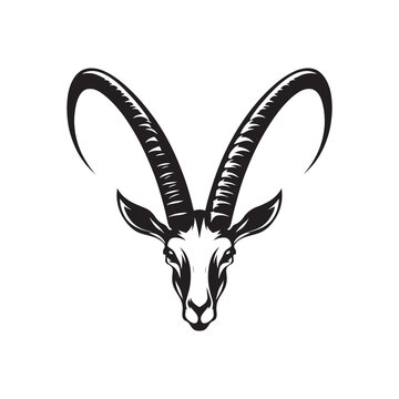 Minimalist Arabian oryx skull Vector - Arabian oryx skull Silhouette - Arabian oryx skull Design.