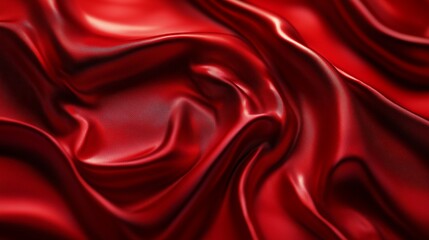 Luxurious red satin fabric drapes elegantly. Smooth rich texture. AI generated