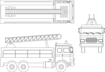 vector sketch illustration silhouette design of firefighter transport vehicle for rapid reaction unit