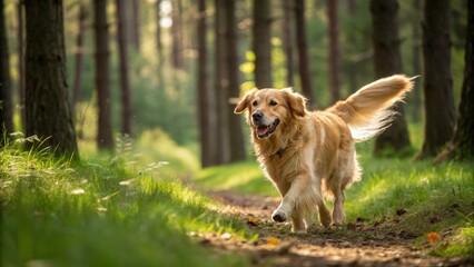 golden retriever running in the park