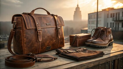 leather goods on the table