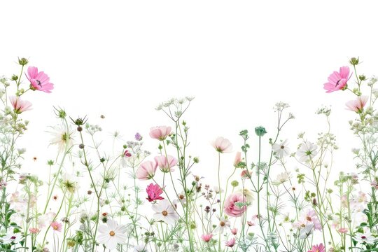 Delicate wildflowers on white background