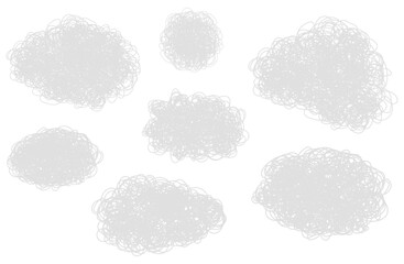 もやもやした想像吹き出しベクターイラストセット シンプル 流体シェイプ グレー 灰色 