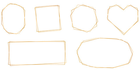 繊細でおしゃれなゴールドフレームイラストセット