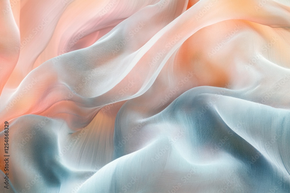 Leinwandbilder Flowing abstract lines capture the essence of spring breezes in soft pastel tones with serene blank space for text. Generative AI
