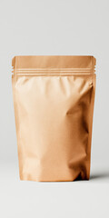 Minimalist brown paper pouch packaging design for coffee bean storage and eco friendly product presentation