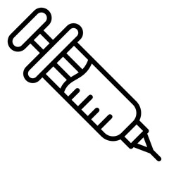 Medical injection icon syringe black line minimalist design for health.