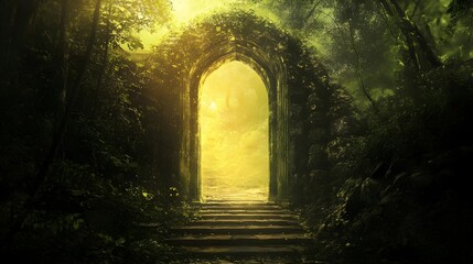 A mysterious gateway, taller than a skyscraper, leading to an unknown dimension.