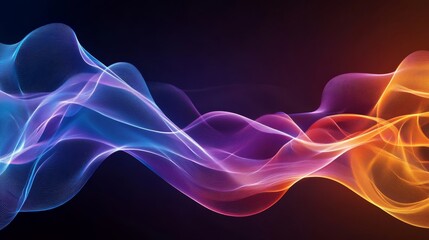 Obraz premium Abstract Glowing Wavy Lines In Motion On Dark Background Creates Dynamic Visual Experience