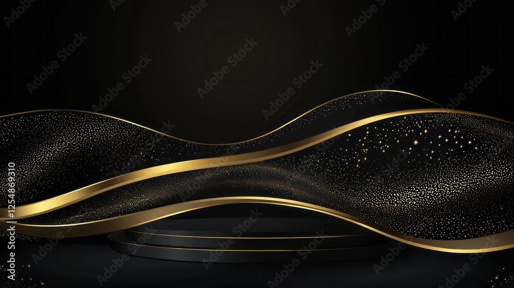 Aufkleber a stunning display of flowing golden waves contrasts against a bold black background, enhancing the 