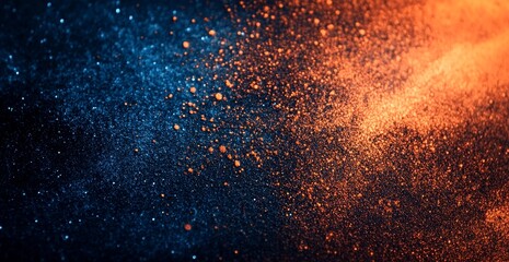 Fototapeta premium Abstract explosion of orange and blue powder.