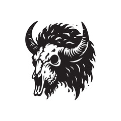 Fototapeta premium Minimalist Bison Skull Silhouette - Bison Skull Vector - Bison Skull Illustration.