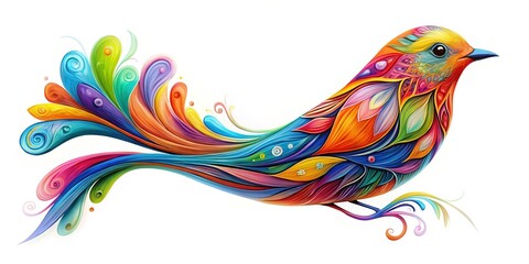 Abstract Bird Wall Art: Flowing Patterns & Vibrant Colors - Stock Photo