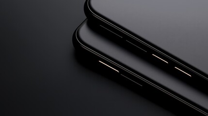 Close-up of sleek black smartphones on a table.