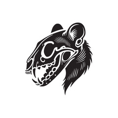 Minimalist Marten Skull Vector - Marten Skull Silhouette - Illustration Of Marten Skull.