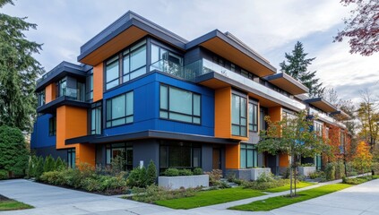 Modern Architectural Gem: Blue and Orange Townhouses