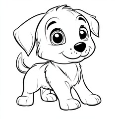 Fototapeta premium Adorable Puppy Coloring Book Page Simple Line Art Illustration