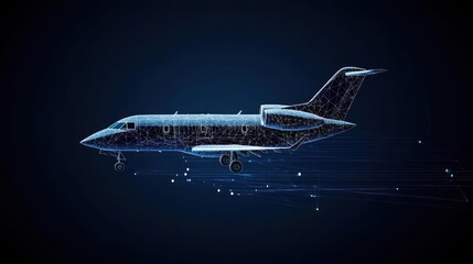 Abstract Glowing Jet Landing Silhouette