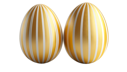 3D easter egg yellow sticker gold with striped pattern png 