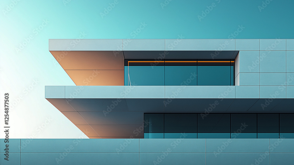 Poster abstract minimalistic modern architectural structure with clean geometric lines. generative ai . gen