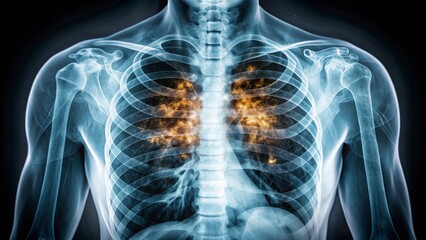 Detailed Human Chest X-Ray with Visible Lungs and Heart Structure