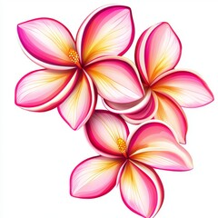 Fototapeta premium Vibrant and Colorful Tropical Flowers with Pink and Yellow Petals on White Background