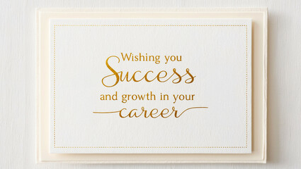 greeting card for career achievement, promotion or new job with a white background and a golden font displaying the message Wishing you success and growth in your career.