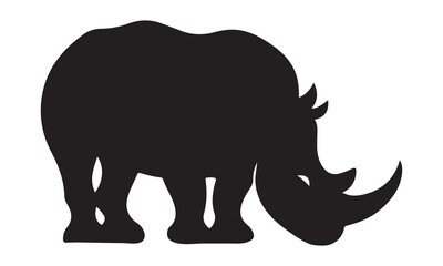 Rhinoceros silhouette vector art, Rhinoceros vector silhouette, African Rhinocerous animal, Rhino silhouette design on white background