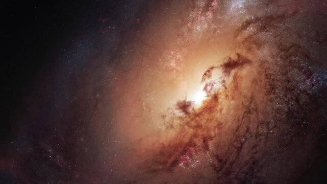 3D rendered animated film showing galaxy and deep space. Science fiction visualization movie. High quality realistic 4K vfx