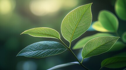 Lush green leaves bathed in sunlight. Nature's beauty