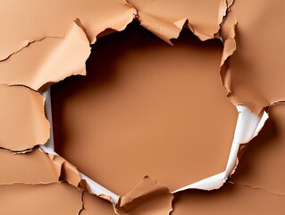 Textured wall with torn paper revealing background.