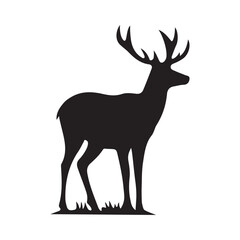 Deer silhouette vector, Deer vector art illustration, Deer silhouette icon on white background