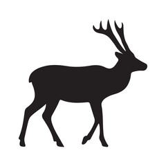 Deer silhouette vector, Deer vector art illustration, Deer silhouette icon on white background