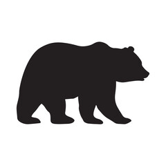 Bear silhouette vector, Polar Bear wildlife animal, Silhouette of black Bear isolated on white background