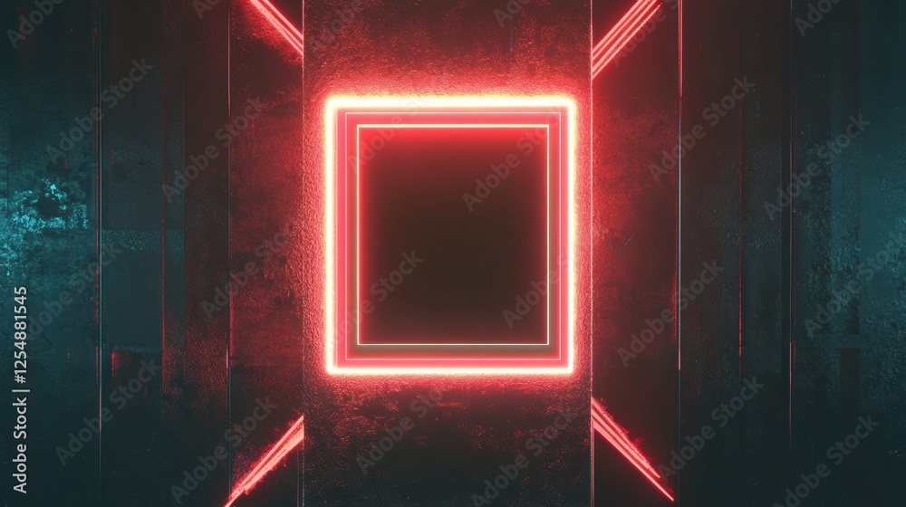 Aufkleber Illuminating microchip design with vibrant neon elements and a sleek modern aesthetic in a futuristic setting. Generative AI