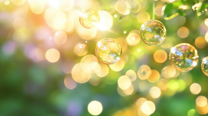 Magical Sunlight Bubbles:  Nature's Sparkling Beauty in HD