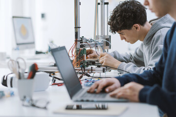 Students working on a project in the lab
