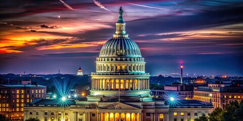 Fototapeta premium Capitol Hill Dome Urban Exploration Photography - Washington DC Landmark Night Shot