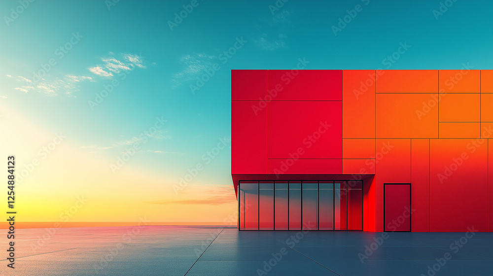 Poster abstract minimalistic modern architectural structure with clean geometric lines. generative ai . gen