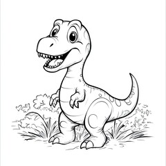 Fototapeta premium Dinosaur Illustration Simple Coloring Book Page for Kids