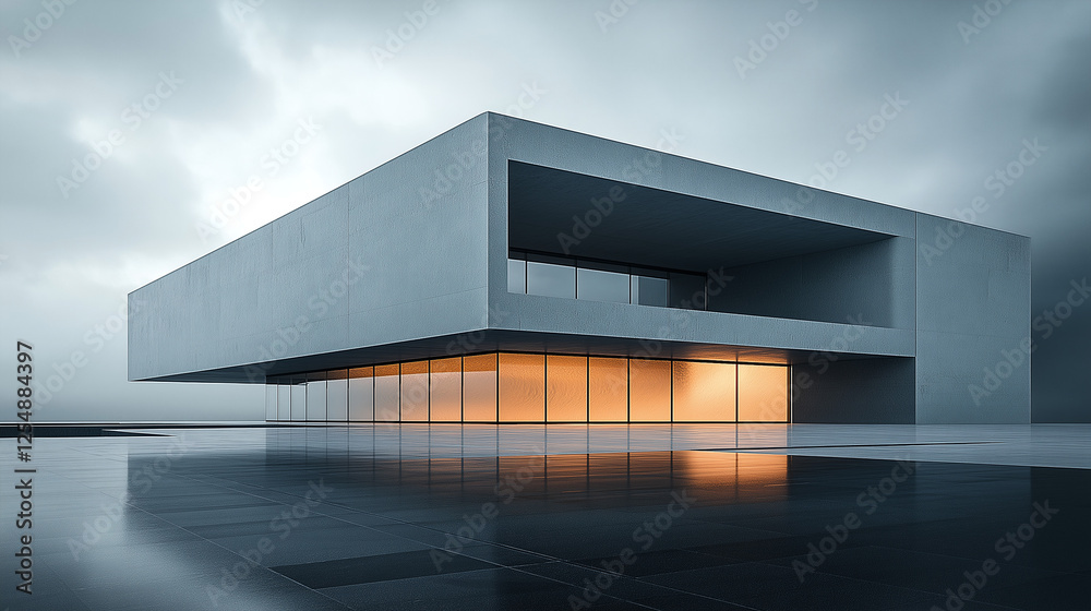 Poster abstract minimalistic modern architectural structure with clean geometric lines. generative ai . gen