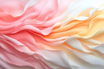Fototapeta premium Soft pastel fabric folds create a beautiful gradient of colors from pink to cream in a delicate flow of texture. Generative AI
