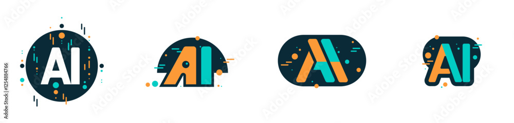 Poster artificial intelligence and machine learning concept logo. ai monogram initials letter text alphabet