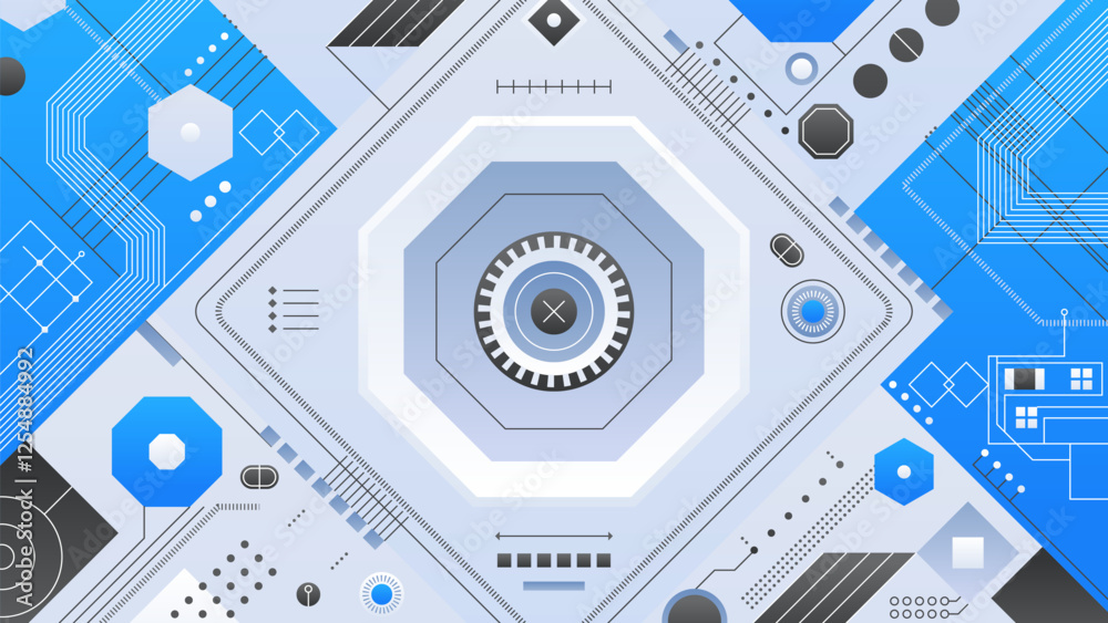 Poster advanced tech background. abstract digital background with geometric shapes and circuit patterns. pe