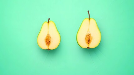 Fresh pear art, showcasing natural details and vibrant color, suitable for food branding and culinary projects, in a comic style